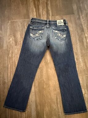 Big Star Women's Indigo Cropped Jeans with Embroidered Back Pockets